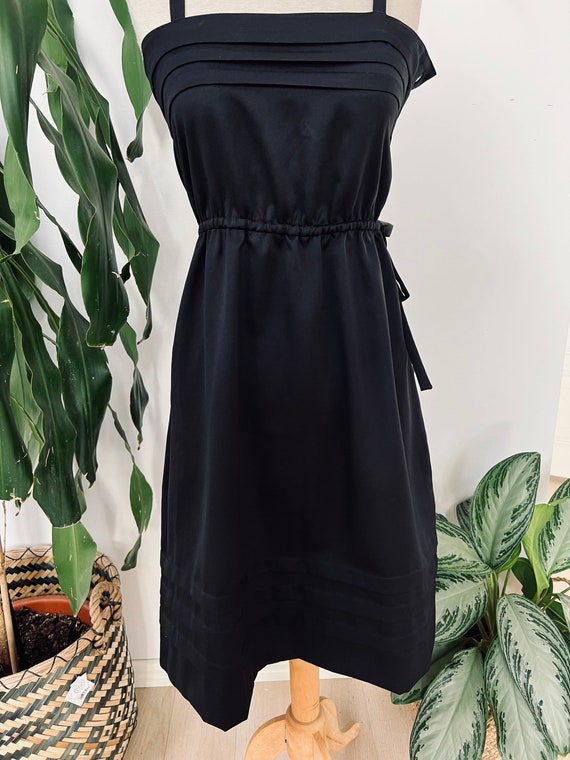 Vintage black dress, pleats, summer, sleeveless - image 2