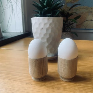 Vintage egg cups, two wood, Scandinavian, mid century, hygge