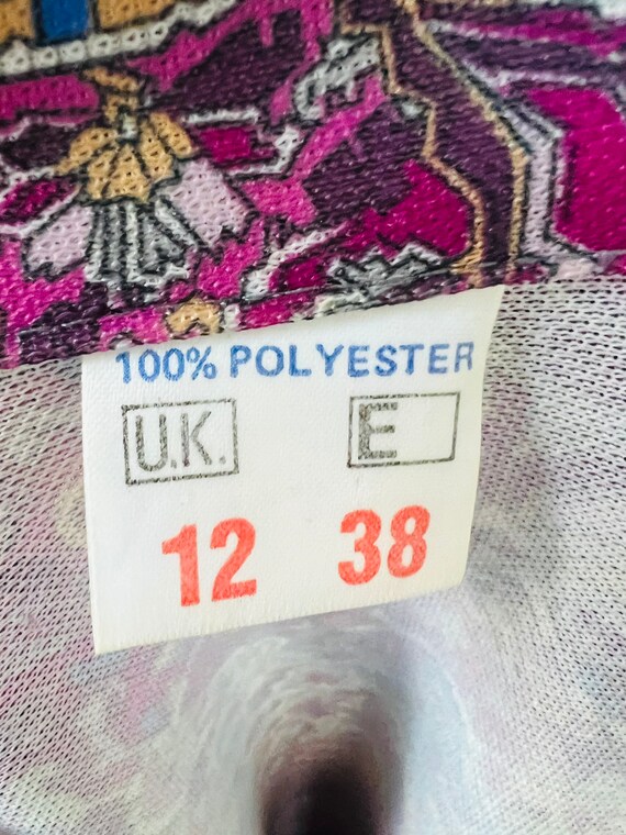 Ladies vintage blouse / top, belted, paisley, pur… - image 9