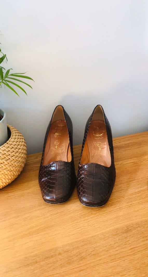 Ladies vintage shoes / heels / pumps brown snake s