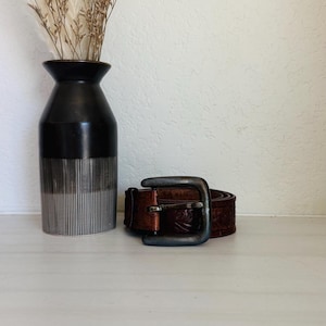 Vintage leather belt, western, cowboy