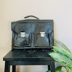 Vintage leather briefcase, black