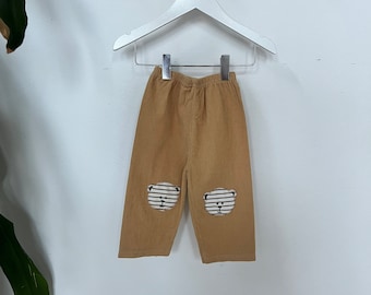 Vintage baby pants, bears, beige, corduroy, Japanese