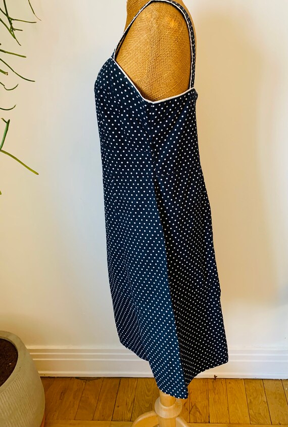 Vintage summer dress, blue white polka dots, cott… - image 3