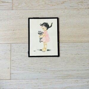 Vintage drawing / art, girls room, baby girl nursery, small, Sweden