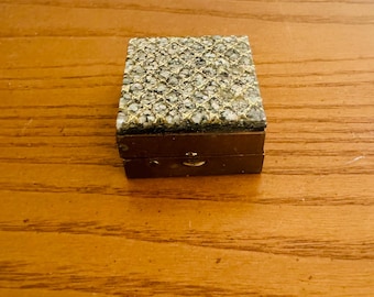 Vintage pill box, gold metal, Moscow London, antique