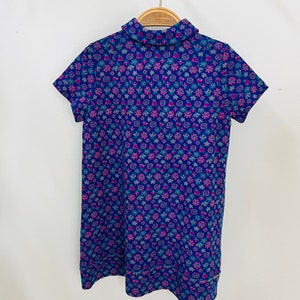Girls vintage dress, 1960s, blue, pink, retro floral print