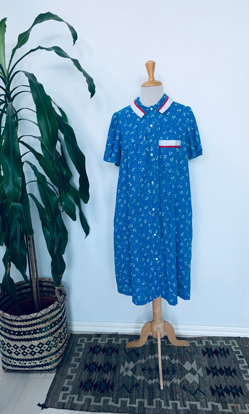 Vintage Ladys Housecoat Moo Moo House Dress With an Anchor Etsy