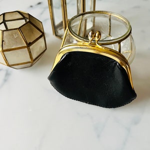 Bolso de cuero vintage / bolsa de monedas / monedero de cambio, negro