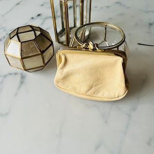 Monedero / monedero de cuero vintage, crema, boho, folk, mod