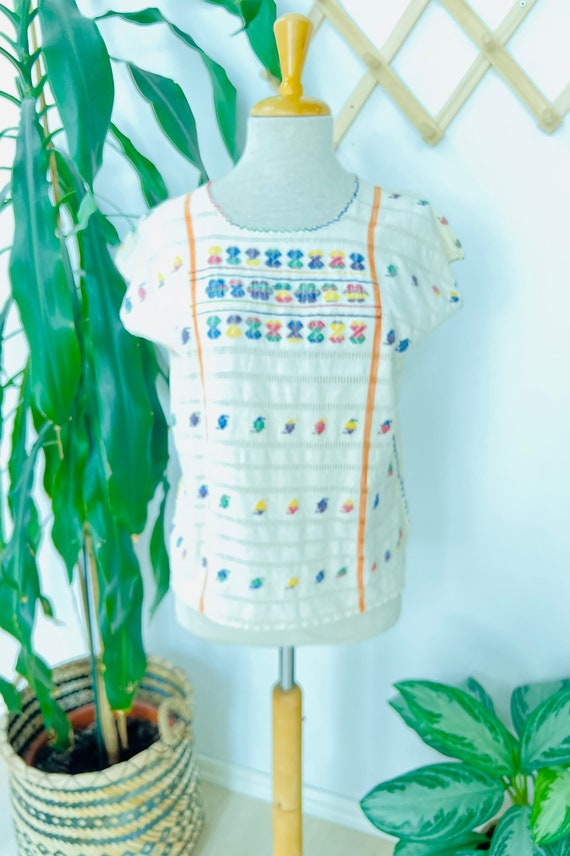 Vintage boho blouse, ethnic, cotton, hippie, embr… - image 2