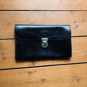 Cartera negra vintage / bolso / bolsa / monedero de monedas / cambio de bolso, cuero