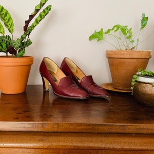 Vintage heels / shoes, leather, oxblood, size 4, size 6, boho chic