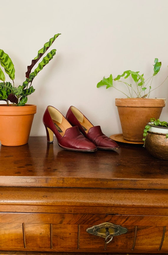 Vintage heels / shoes, leather, oxblood, size 4, s