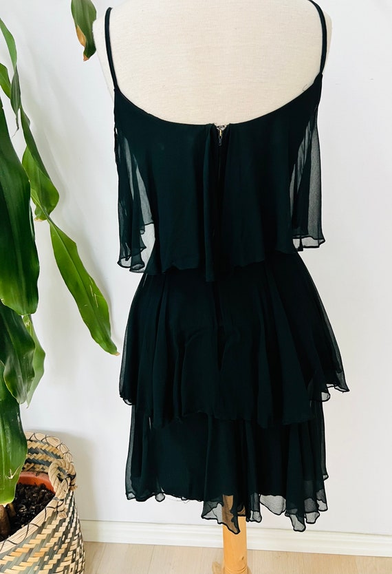 Vintage black dress, tiered, sheer, flapper, slee… - image 6