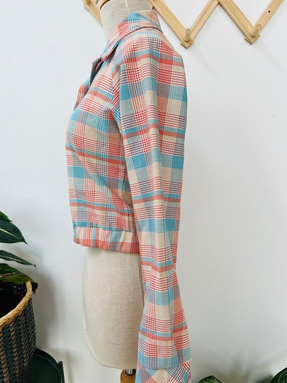 Vintage plaid jacket, cropped, retro 1960s, small… - image 6