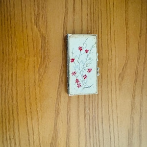 Vintage pill box, floral, gold