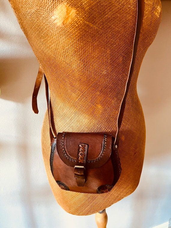 Vintage leather purse / bag, small, boho, western… - image 2