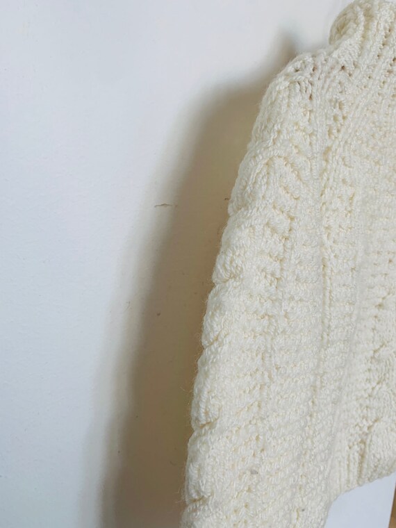 Vintage kids sweater, boho, hand knit, white - image 4