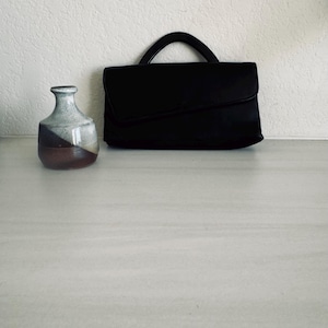 Monedero/bolso/cartera de piel vintage, negro, pequeño