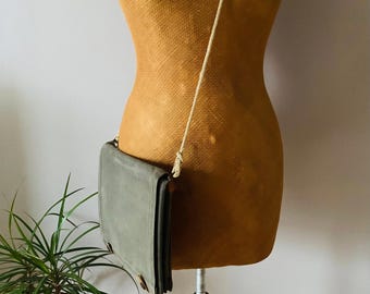Vintage Canvas Bag, Swedish Military Satchel - Dark Green, Leather Pencil Holder, Orienteering