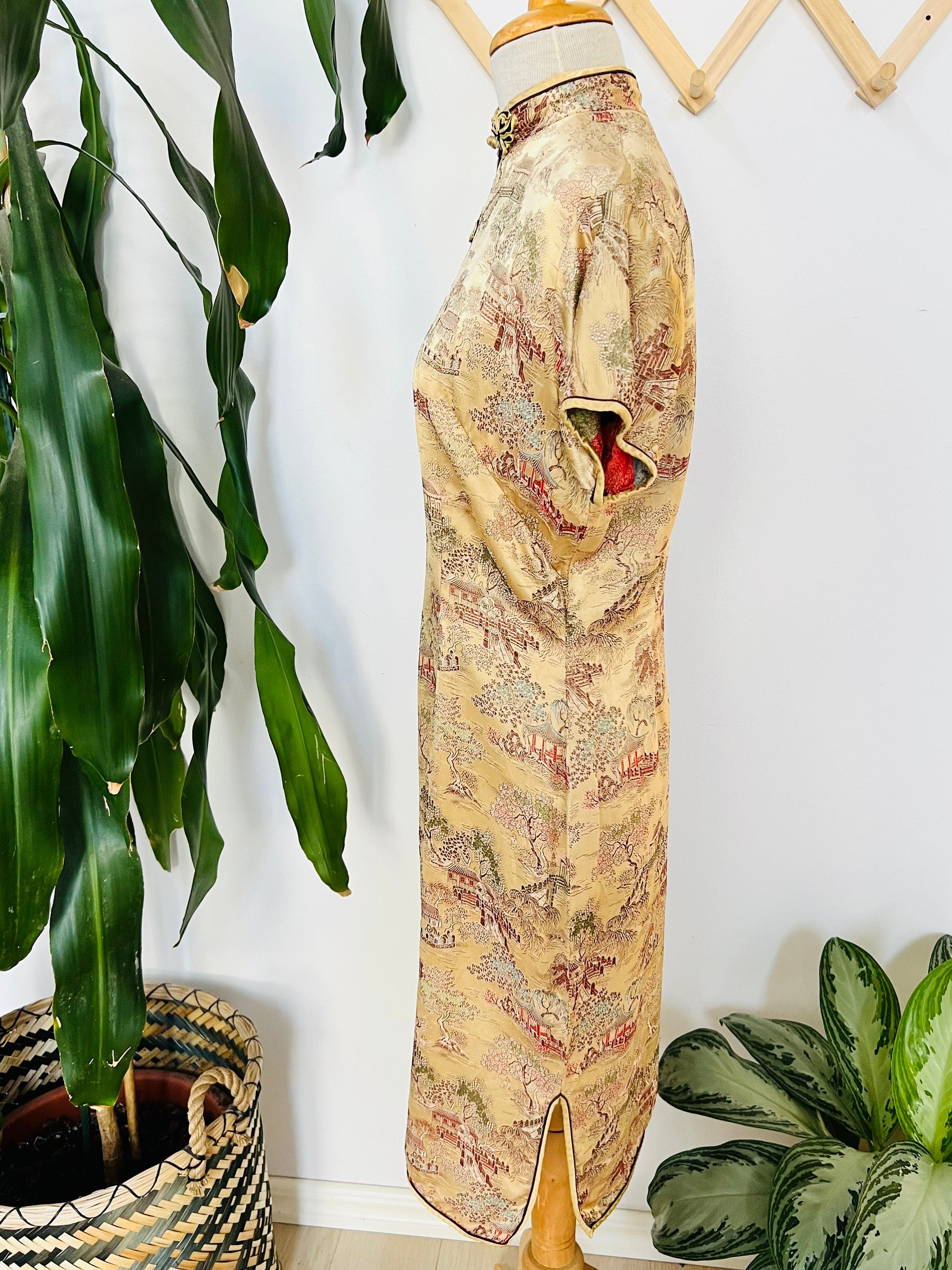 Vintage Chinoiserie Dress, Gold, Glamour, Chinese - Etsy Canada