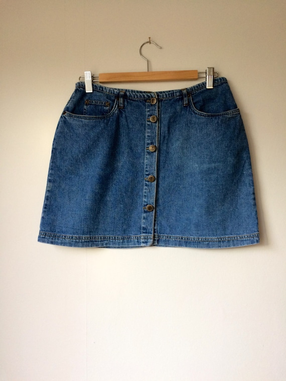 Vintage mini skirt, denim, 1980s/1990s, street st… - image 1
