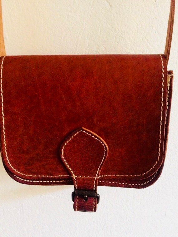 Vintage leather bag/purse/shoulder bag,  boho chic - image 2