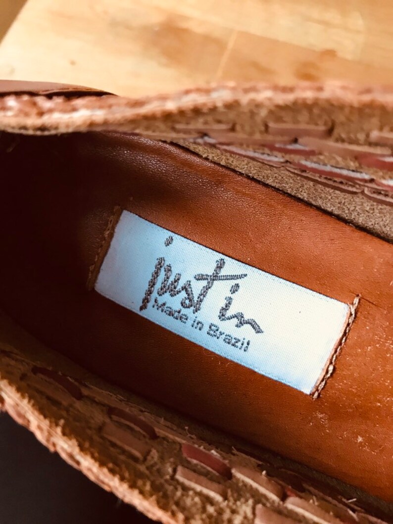 brown ballerina shoes springsummer Brazil Vintage ladies woven leather flats fashionista boho chic