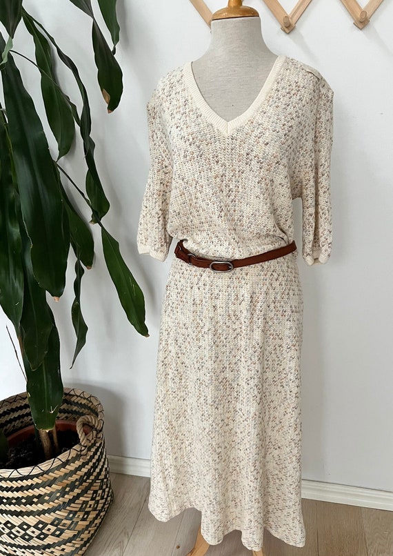 Vintage knit dress, designer, Etienne Aigner, medi