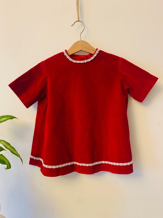 Baby girl dress, red velvet, lace, fancy