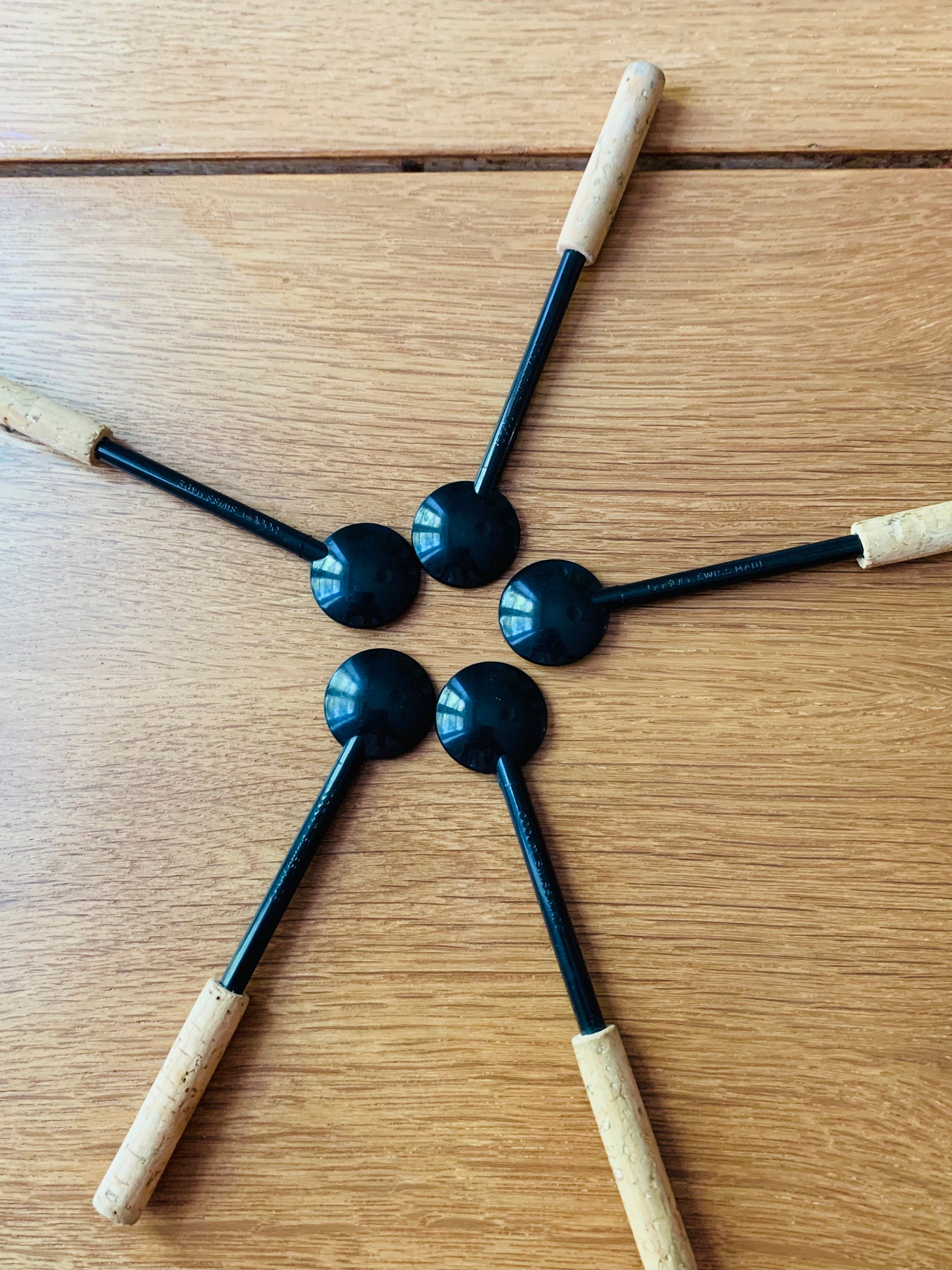 Vintage demitasse spoonsblack plastic and cork from Sweden Etsy