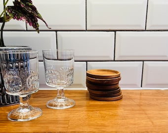 Vintage wood coasters, Scandinavian, set of eight