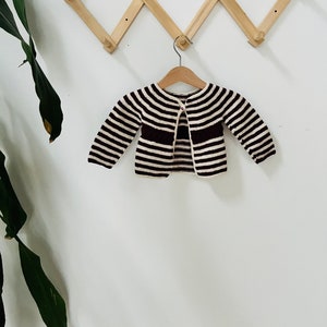 Vintage baby girls sweater, 6 to 12 months, handmade, knitted, purple stripes