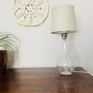 Vintage Glass Lamp, Clear Table Lighting, Swedish Find - Metal Top, Plastic Socket | European Plug