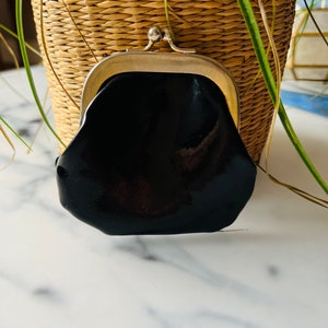 Funda de charol vintage / monedero de cambio, negro, glamour, chic, regalo