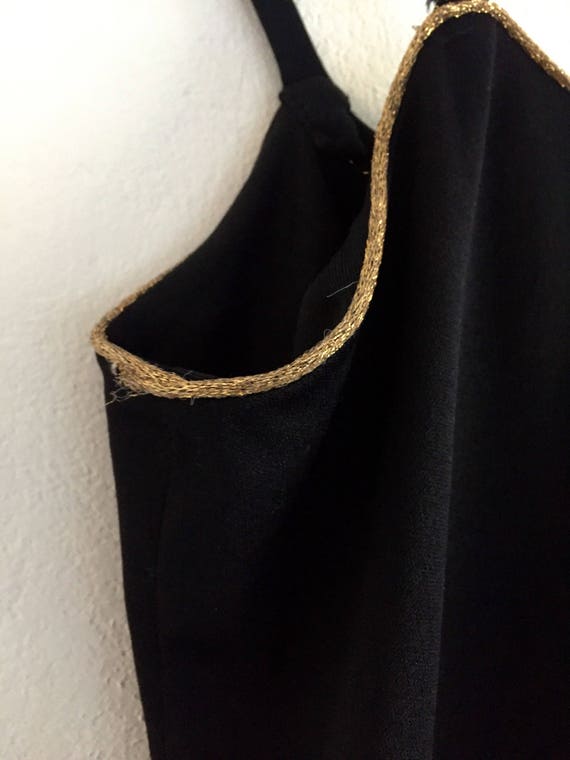 Vintage black jumpsuit, 1970s, sleeveless, gold t… - image 5