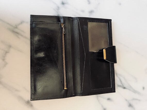 Vintage leather wallet, black, zipper pocket, boh… - image 4