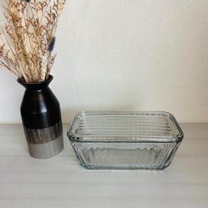 Vintage Baking Dish, Ridged Loaf Pan, Retro Casserole For Cooking - Glass, Rectangular, Lidded