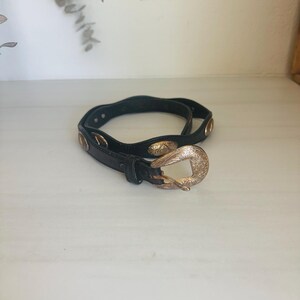 Vintage leather belt, western, silver engraving, boho chic