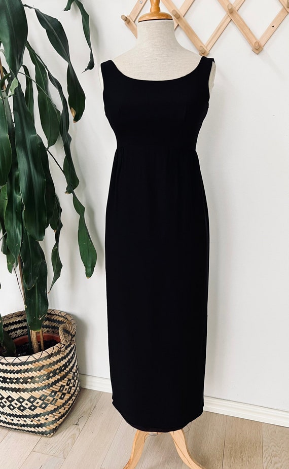 Vintage black dress, long, sleeveless, cocktail dr