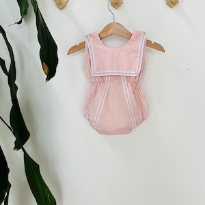 Vintage baby girl romper / onesie, pink, romantic