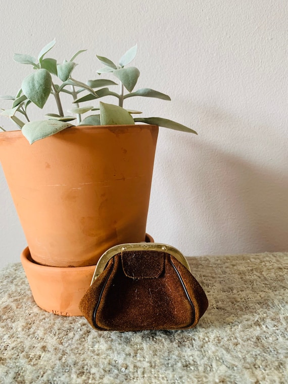Vintage coin pouch/change purse, suede leather