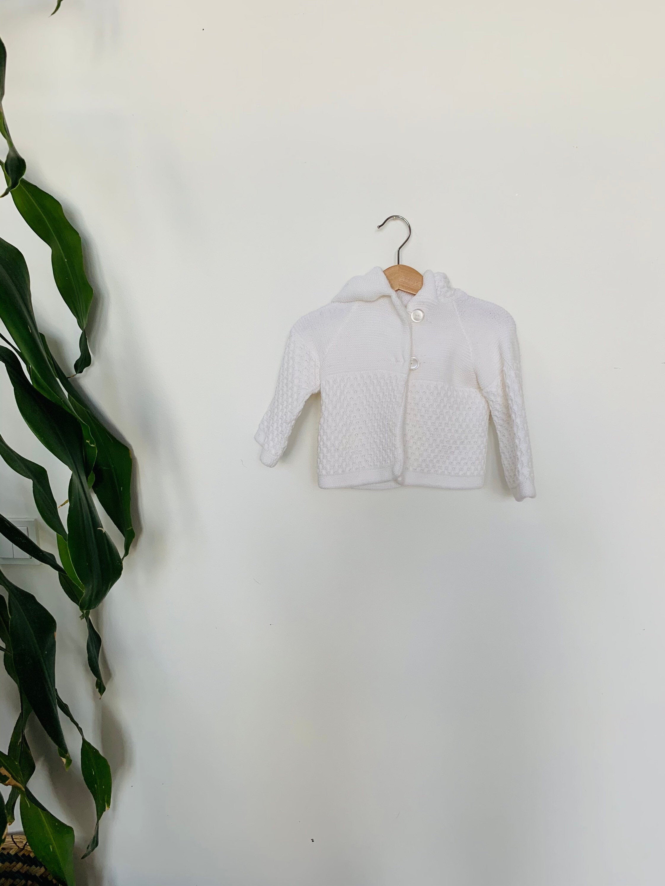 Baby white hooded cardigan 2025