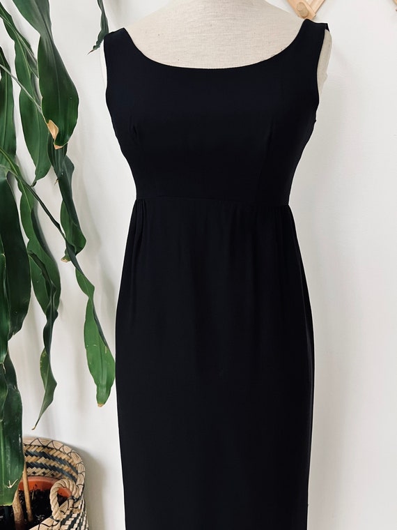 Vintage black dress, long, sleeveless, cocktail d… - image 2