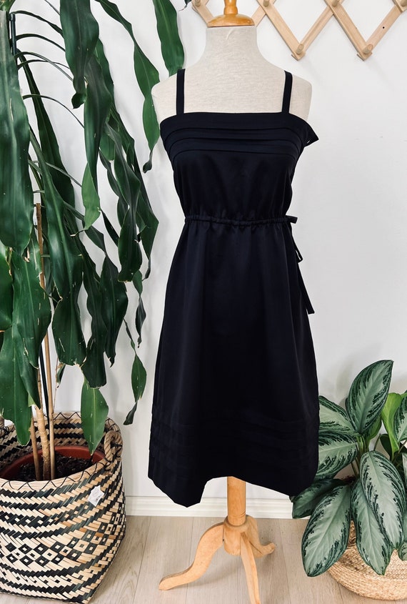 Vintage black dress, pleats, summer, sleeveless - image 1