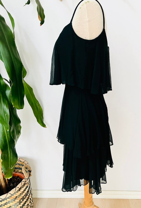 Vintage black dress, tiered, sheer, flapper, slee… - image 5