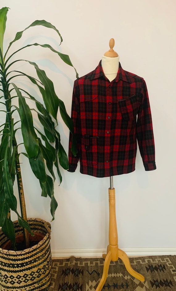 Vintage unisex  jacket, red plaid shirt /coat / bl