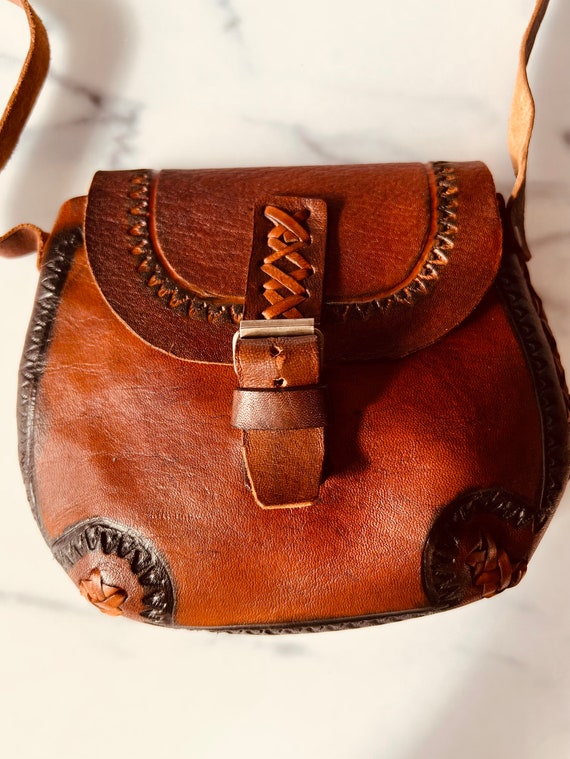 Vintage leather purse / bag, small, boho, western… - image 5