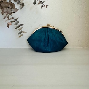 Monedero vintage de piel de anguila, color turquesa
